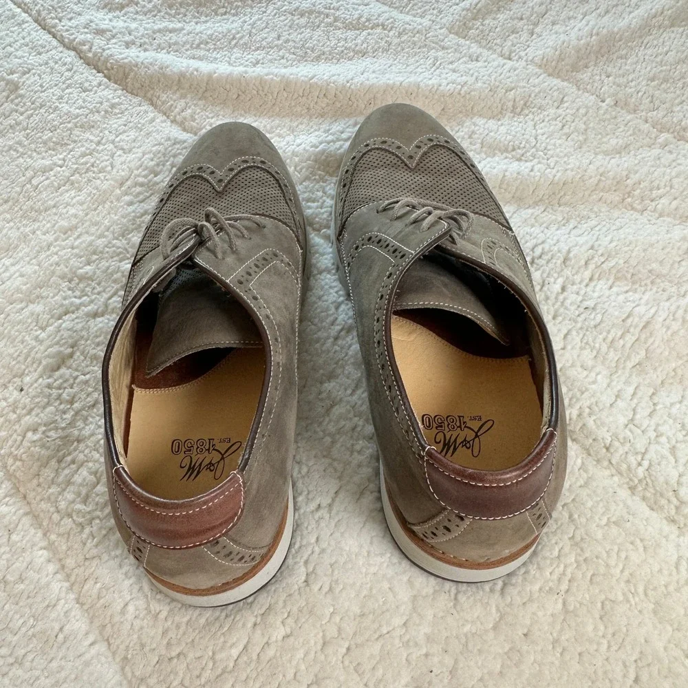 Johnston & Murphy J&M 1850 Mens 11.5 Grey Suede Wingtip Oxfords Preppy